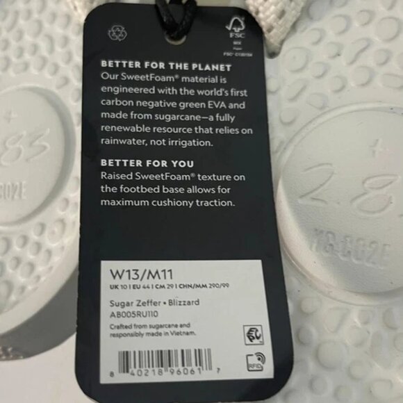 Allbirds Sugar Zeffer Sandals Flip Flops Slip On Blizzard White Women's Size 13 - Picture 9 of 13